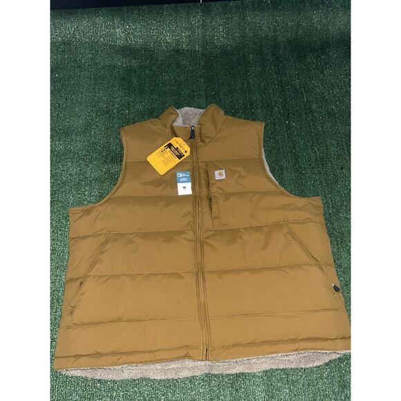 Carhartt Montana Puffer Vest Insulated Reversible Sherpa Oak - Picture 1 of 13